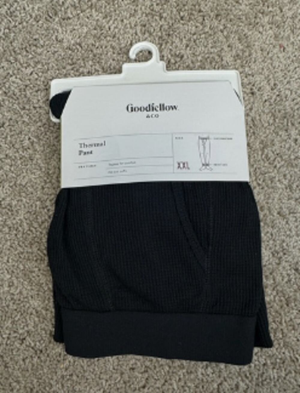 Goodfellow & Co Men’s Thermal Pants Black Size XXL Rib Knit Cuffs Tagless